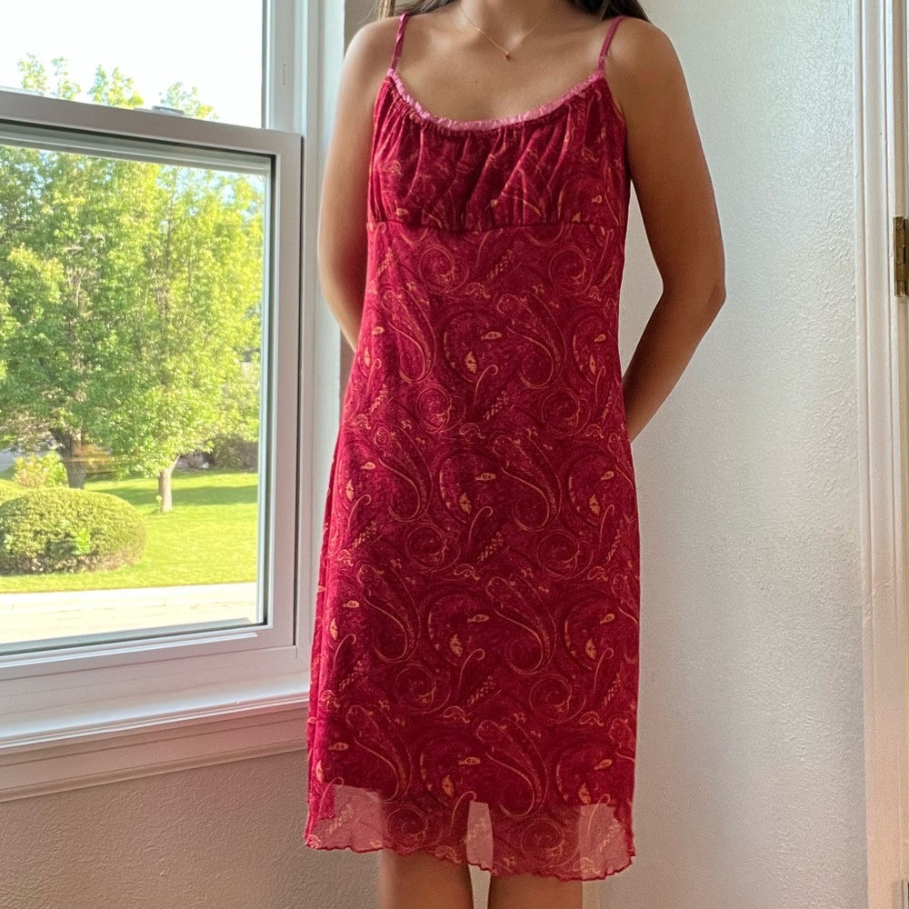 EyeCandy Dark Pink Patterned Slip Dress
